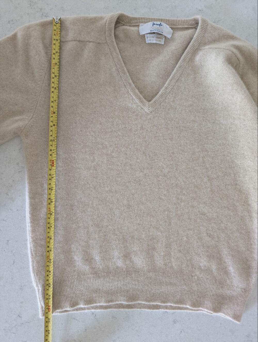 Pringle Of Scotland 100% Cashmere Approx Large V Neck Cream Sweater - Picture 13 of 14